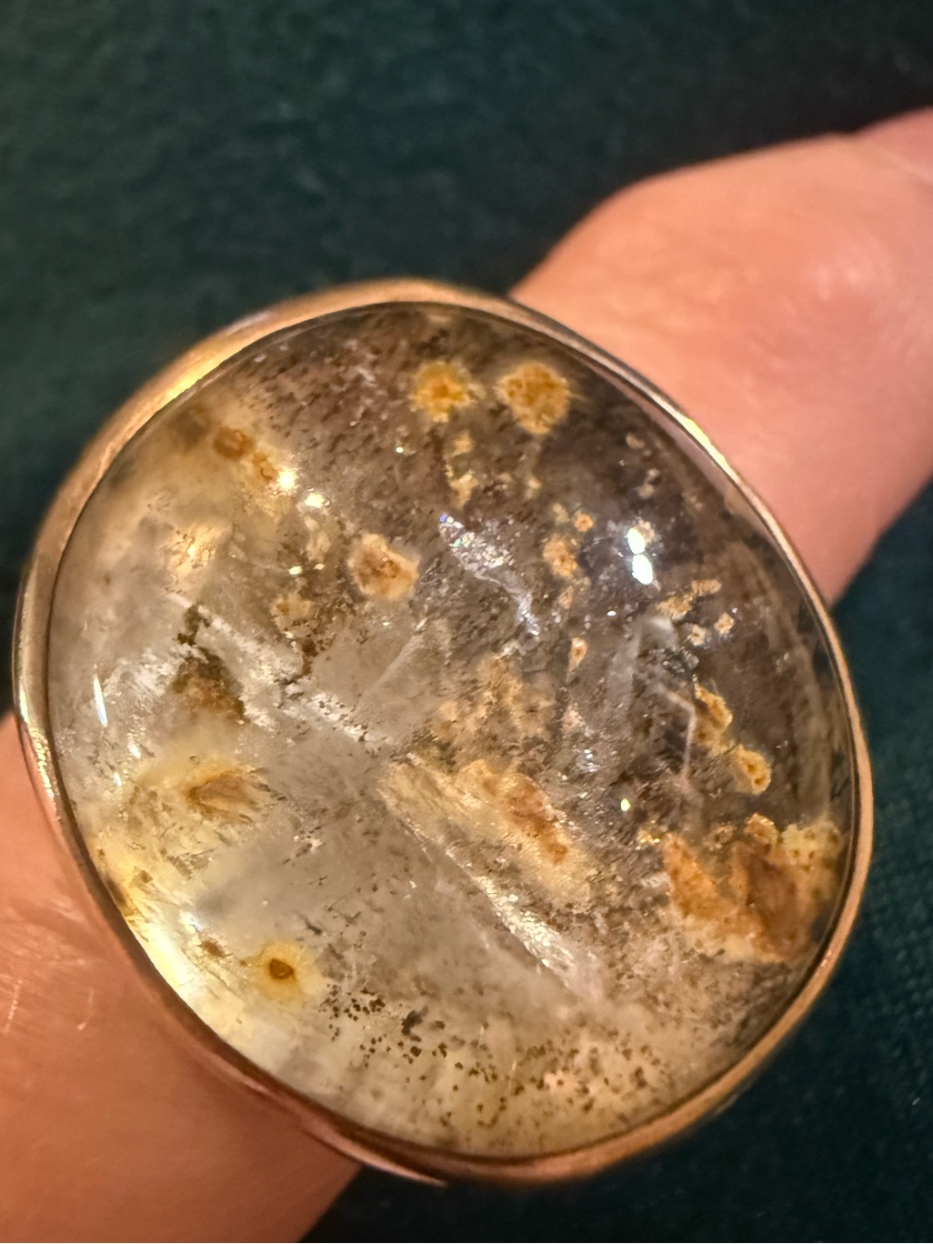 Amazing Artisan Dendritic Quartz Gold And Silver Ring